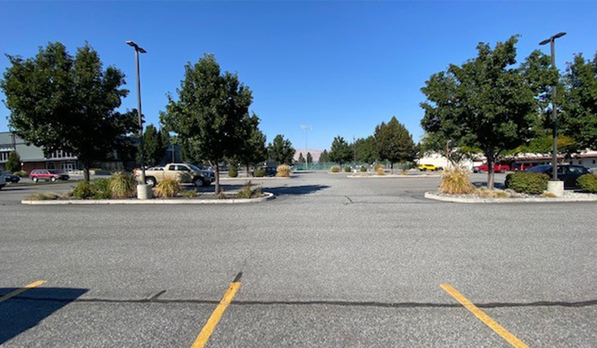 A view of the parking lots near Smith Gym.