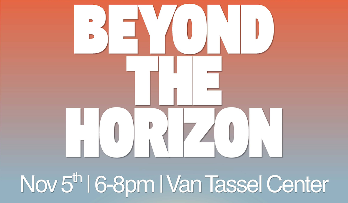 Beyond the Horizon in bold white letters with an orange, blue, and yellow background.