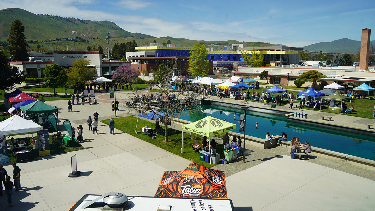 An overhead view of the booths at the Sustainable NCW Earth Day Fair.