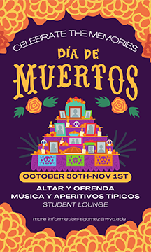 Image of the Dia de los Muertos flyer with text about the date and location