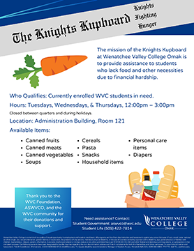 WVC at Omak campus food pantry flyer image